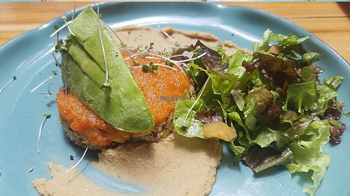 Quinoa cake at Justo Restaurant in Medellin