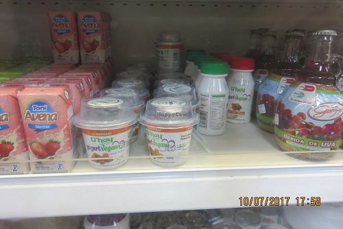 vegan yogurt at Proinsular Market in Puerto Ayora