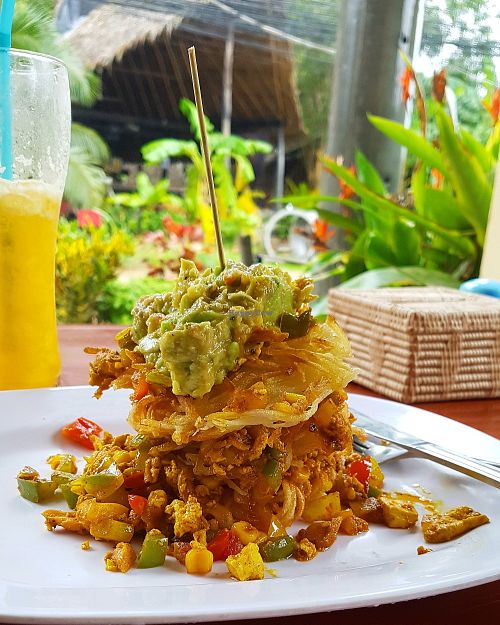 Stray Cats Special with scrambled tofu at Stray Cats Guesthouse in Sihanoukville