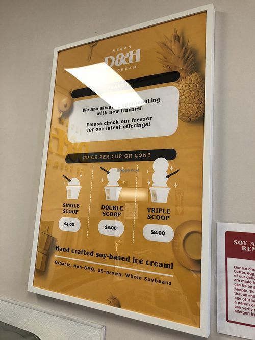 You can choose cup, sugar, or waffle cone for same price at D&H Vegan Ice Cream in Oakland