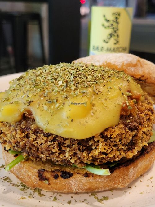 House made burger and matcha at Animalchef in Sao Paulo