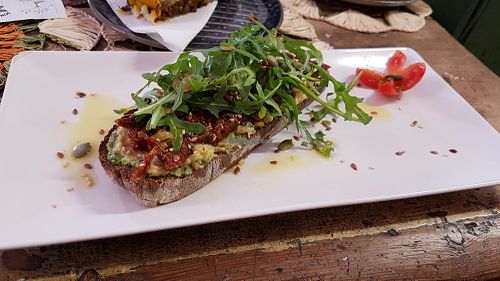 Avocado toast at Dona Flor Cafe in Lisbon