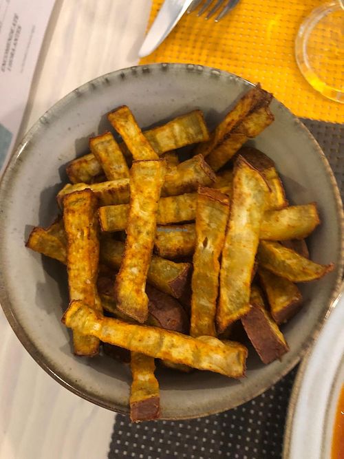 Baked sweet potato fries   at Kansha in Fatima