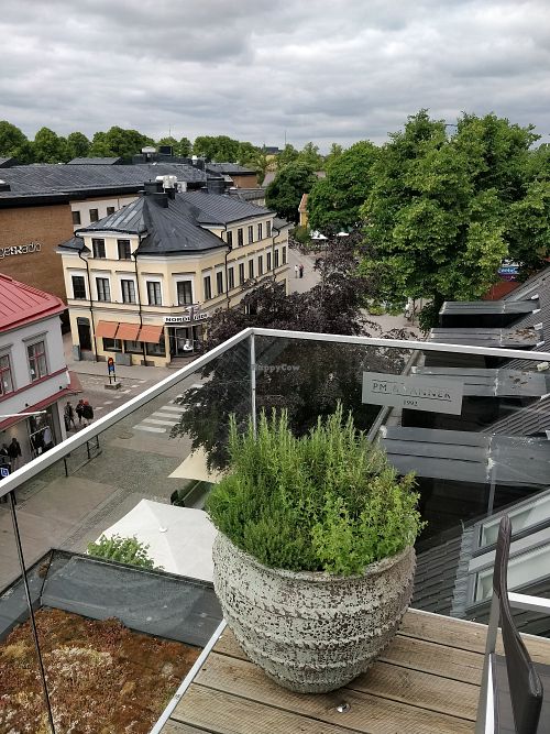 Nice view over Storgatan at PM & Friends Bar in Vaxjo