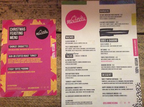 The Xmas Special and usual menus at The Spread Eagle in East London