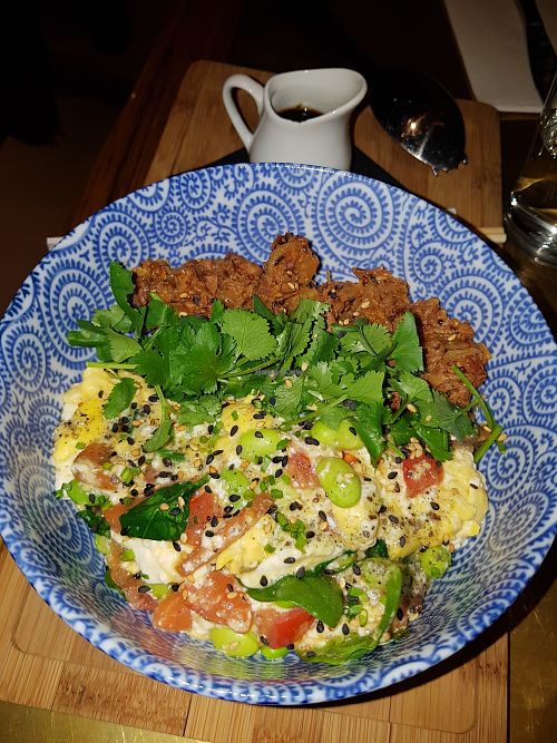 Japanese vegan bowl  at Flax & Kale - Sant Pere Mes in Barcelona
