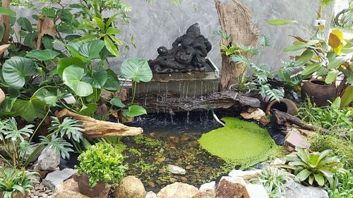 fountain at Chana Masala in Koh Phangan