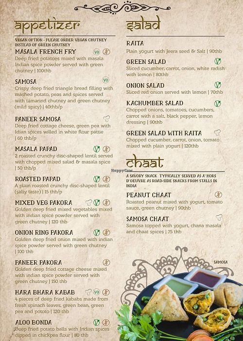 Menu april 2020 at Chana Masala in Koh Phangan