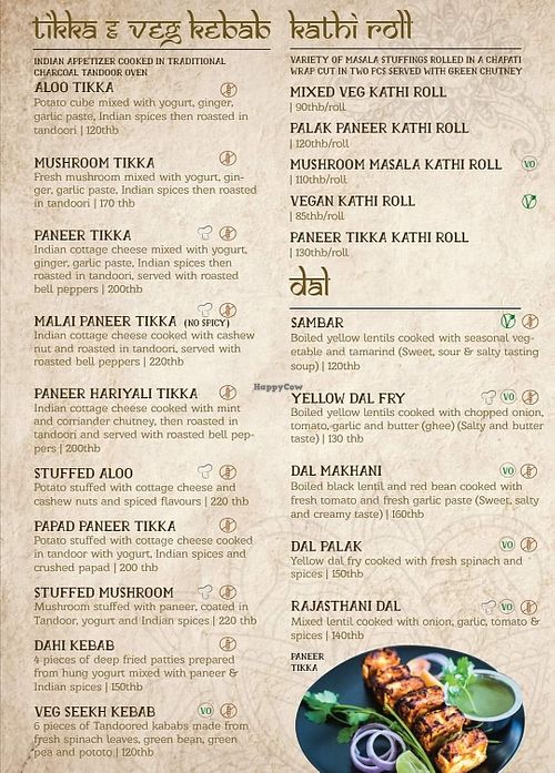 Menu april 2020 at Chana Masala in Koh Phangan