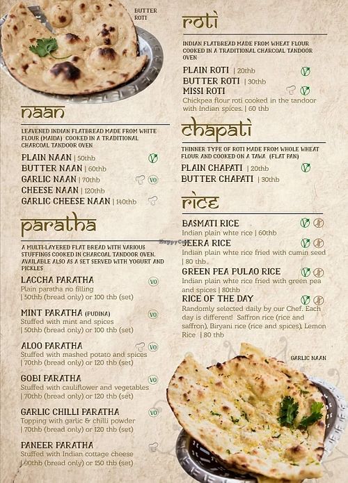 Menu april 2020 at Chana Masala in Koh Phangan