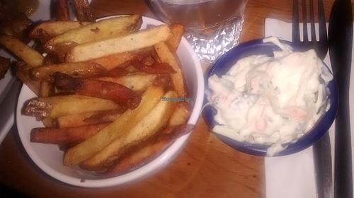 Chips with coleslaw at The 13th Note in Glasgow