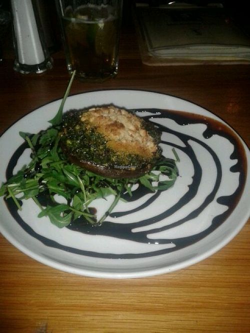 Baked flat cup mushroom at The 13th Note in Glasgow