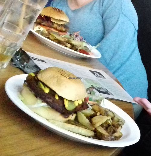 Different burgers and chips at The 13th Note in Glasgow
