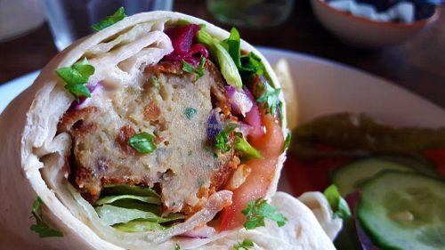 Falafel wrap at One Sixty in Burnley
