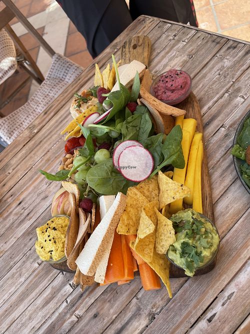 Delicious Board of fruits, veggies and dips  at Aloha Cafe in Sesimbra