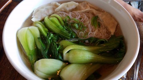 Dumpling soup at Amituofo Vegan Cuisine in Brooklyn