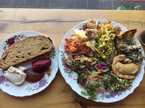 Large plate at Meshek Barzilay Deli in Tel Aviv