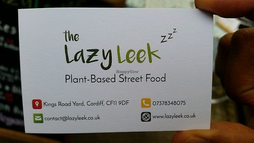 business card at The Lazy Leek in Cardiff