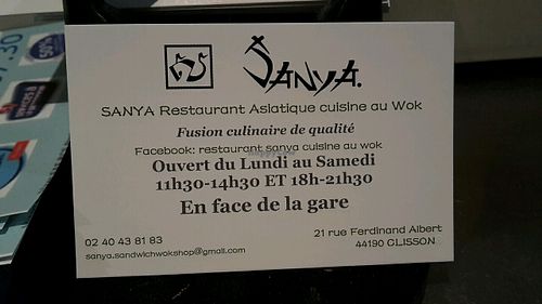 Informations  at Sanya Cuisine au Wok in Clisson