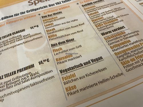 menu at Yaz in Stuttgart