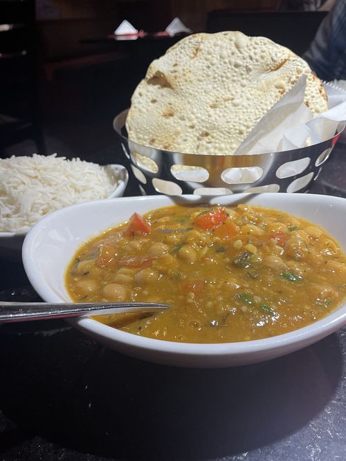 Channa massala with rice and poppodums   at Flavors of India in Bradenton
