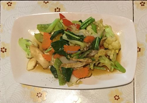 fried mixed vegetables with tofu at Ming Zhen in Chiang Mai
