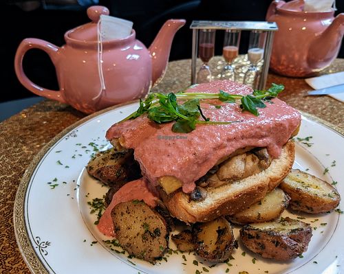 Pink benedict at The Vanitea Room in Ottawa