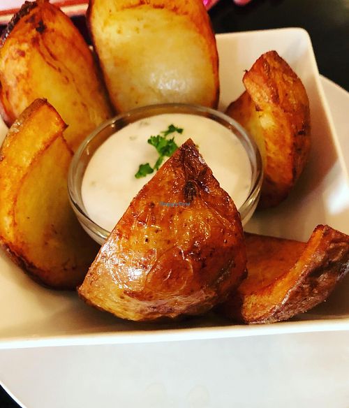 Potato skins with garlic mayo dip  at Bella Pizza & Pasta Restaurant in Cleethorpes