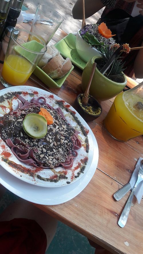 Beetroot taglietelle at Bambu in San Marcos Sierras