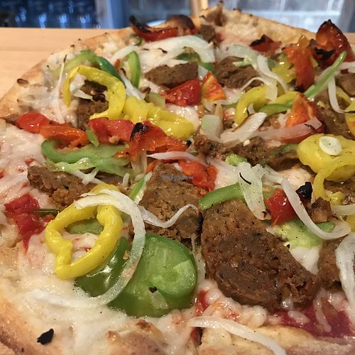 “The Tallahassee” vegan pizza at Tomato Bar Pizza Bakery in Valparaiso