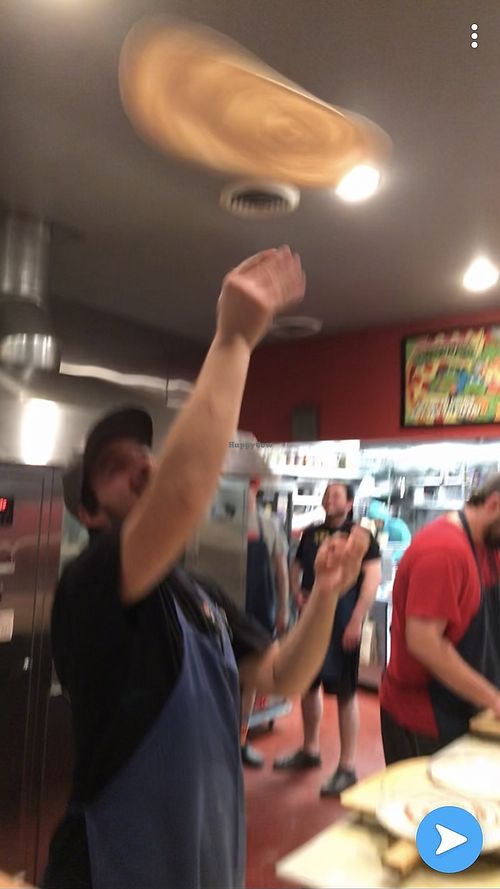 Hand-tossed pizzas! at Tomato Bar Pizza Bakery in Valparaiso