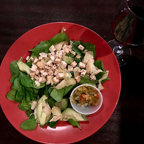 Spinach and tofu salad  at Tomato Bar Pizza Bakery in Valparaiso