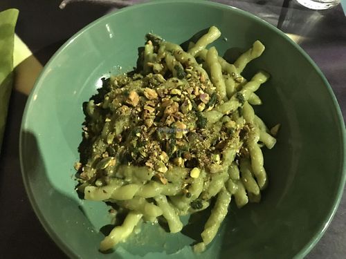 Fresh pasta with zucchini and pistache pesto  at Sesamo Nero in Pescara
