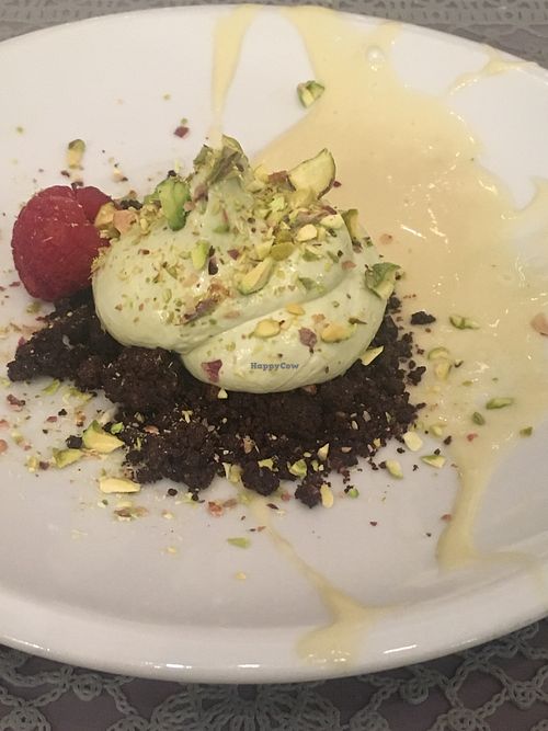 Pistachio mousse and chocolate crumble  at Sesamo Nero in Pescara
