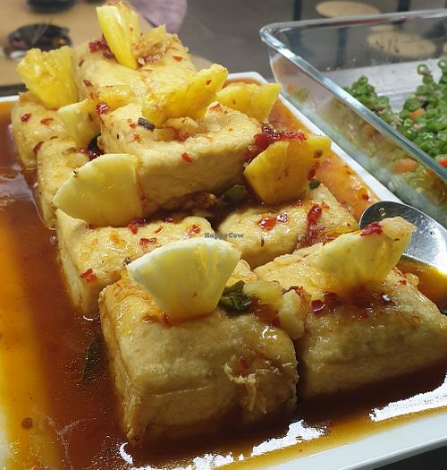 Fried Tofu with thai sauce👍 at Yuan Yuan 圓緣素食 - Chinatown in Central Singapore