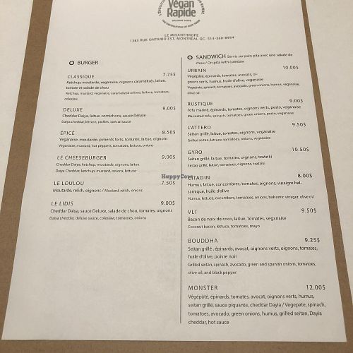 Vegan Rapide at Vegan Rapide - Le Misanthrope in Montreal