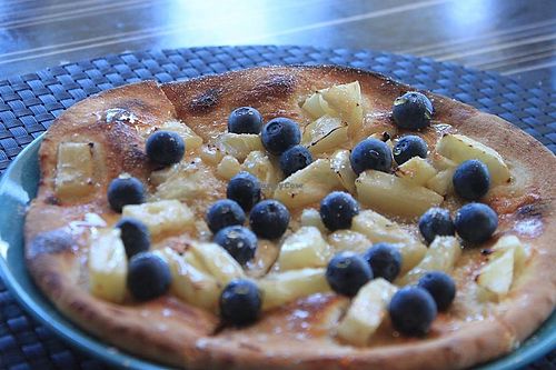 Desert Pizza Special - blueberries, pineapple, and maple syrup.

 at Feed Me Pizza in Collinswood