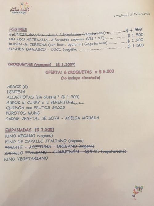 Menu at Las Buenas Migas - El Gato Vegano in La Reina