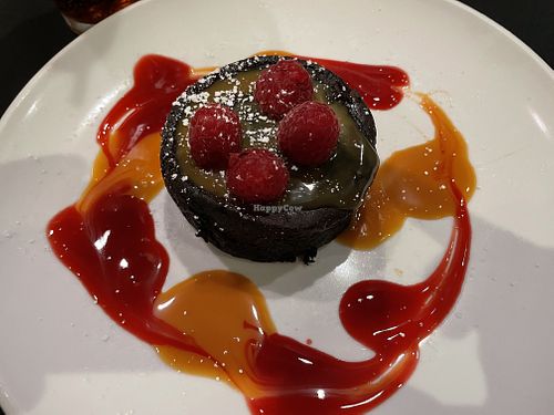 Delicious chocolate cake with infused raspberries  at Wildest Restaurant & Bar in Palm Desert
