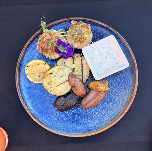 Vegan “crab cakes”   at Wildest Restaurant & Bar in Palm Desert