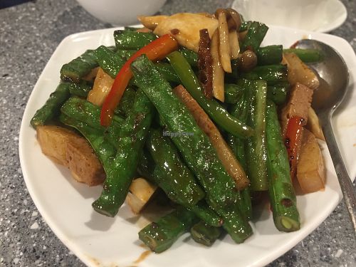Stir-fried beans at Harmony Village Vegetarian in Hong Kong Island