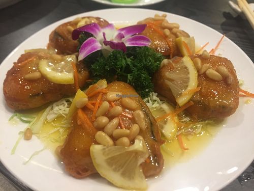 Veg fish fillet in lemon sauce at Harmony Village Vegetarian in Hong Kong Island