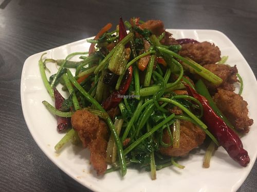 Spicy veg chicken at Harmony Village Vegetarian in Hong Kong Island