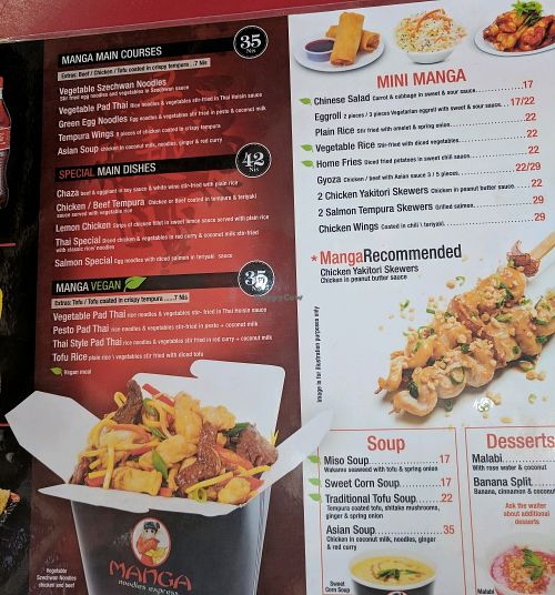 Menu. Also vegan sushi on other side at Manga Noodles in Eilat