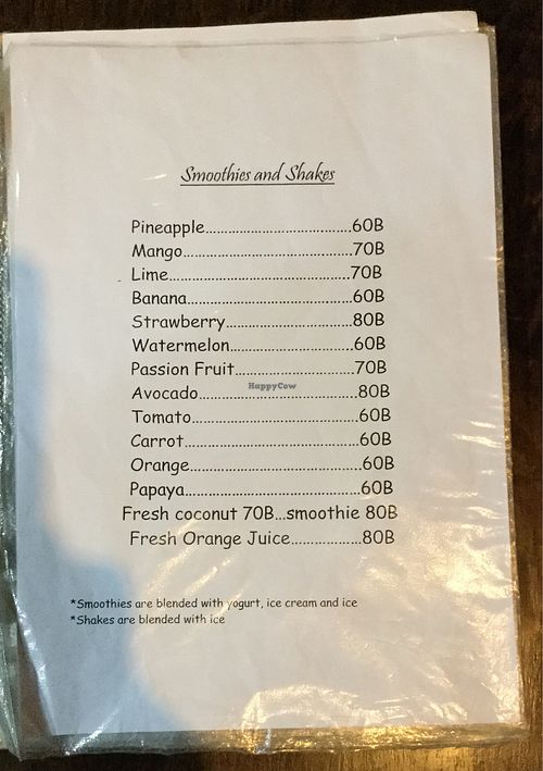 smoothies & shakes at The Swan Burmese Cuisine in Chiang Mai