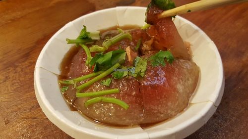 Shop Specialty: Vegetarian Red Vinasse Taiwanese Meatballs at JinZhi Hong Zao Su Rou Yuan in New Taipei City