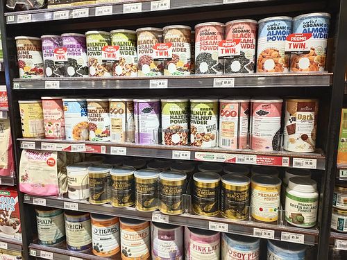 Powdered vegan drinks at Jaya Grocer in Nilai