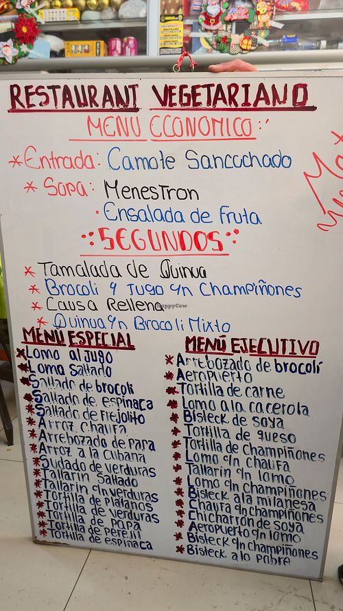 Today's menu at Paladar Divino in Huancayo