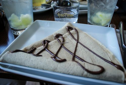 vegan buckwheat pancake with vegan nutella at Pestre in Bratislava