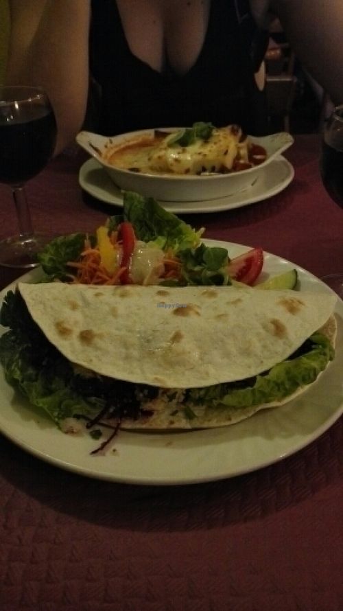 Burrito and lasagne at Beet Vegetariano in Torrevieja